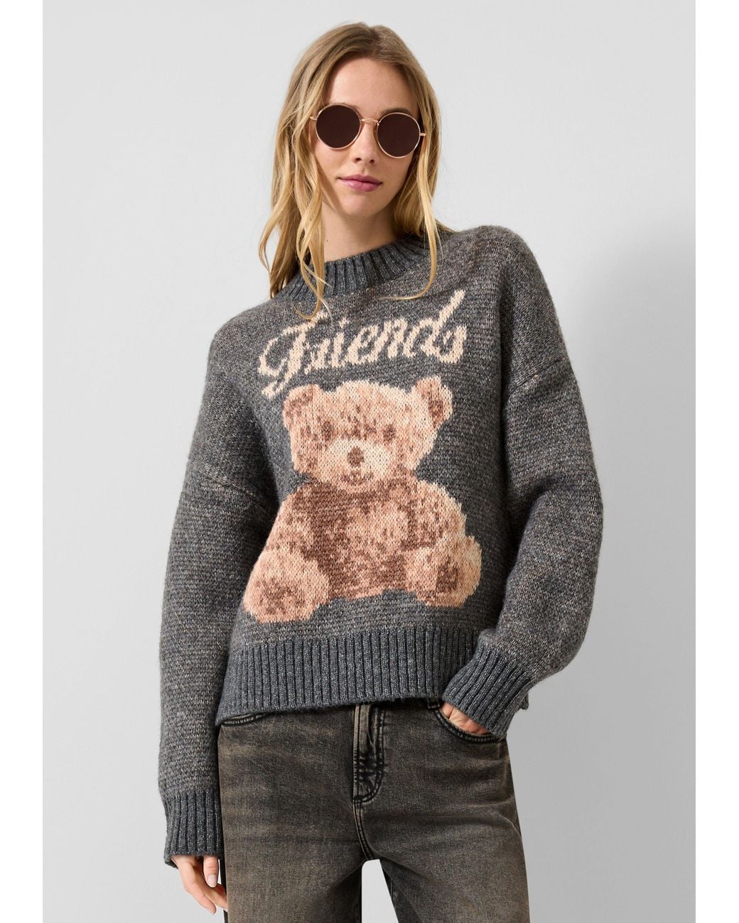 QS Gray Pullover Mit Teddy-Motiv