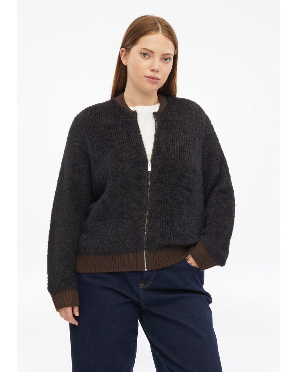 QS Black Flauschiger Strick-Blouson