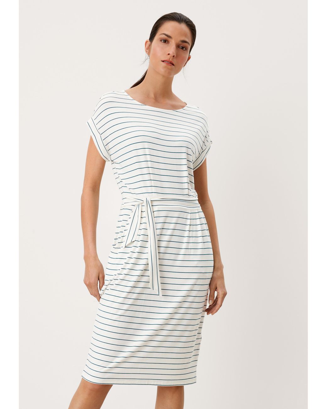 S.oliver Jerseykleid mit Streifen in Weiß | Lyst DE