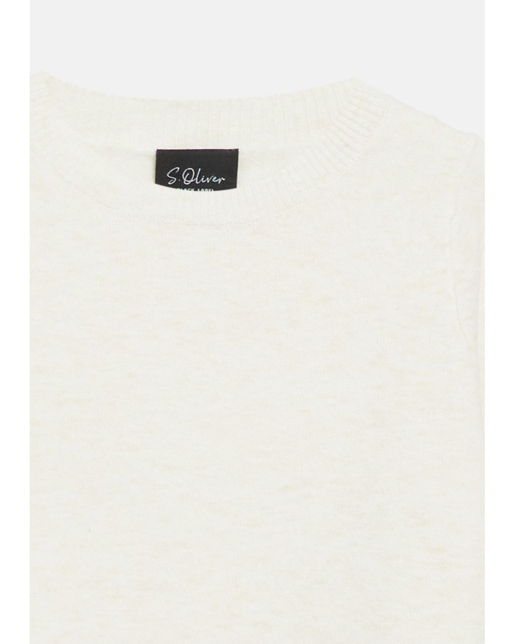 S.oliver White Kurzarm-Pullover Mit Rippbündchen