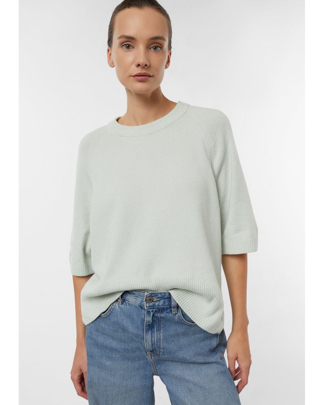 Comma, Gray Feinstrickpullover Mit Halbarm