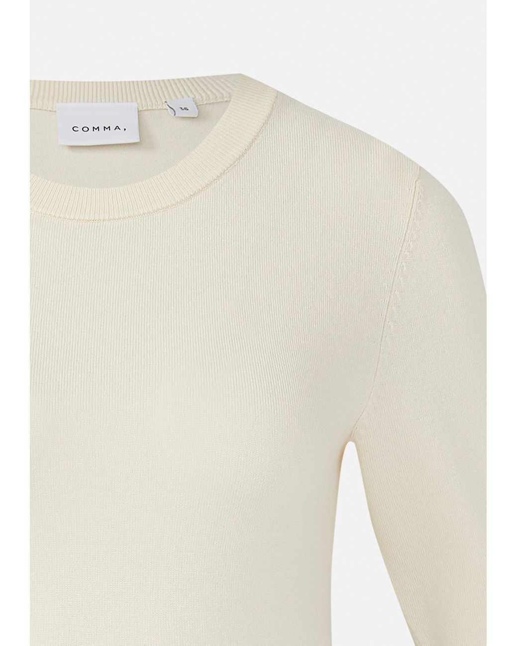 Comma, White Kurzarmpullover Im Slim Fit