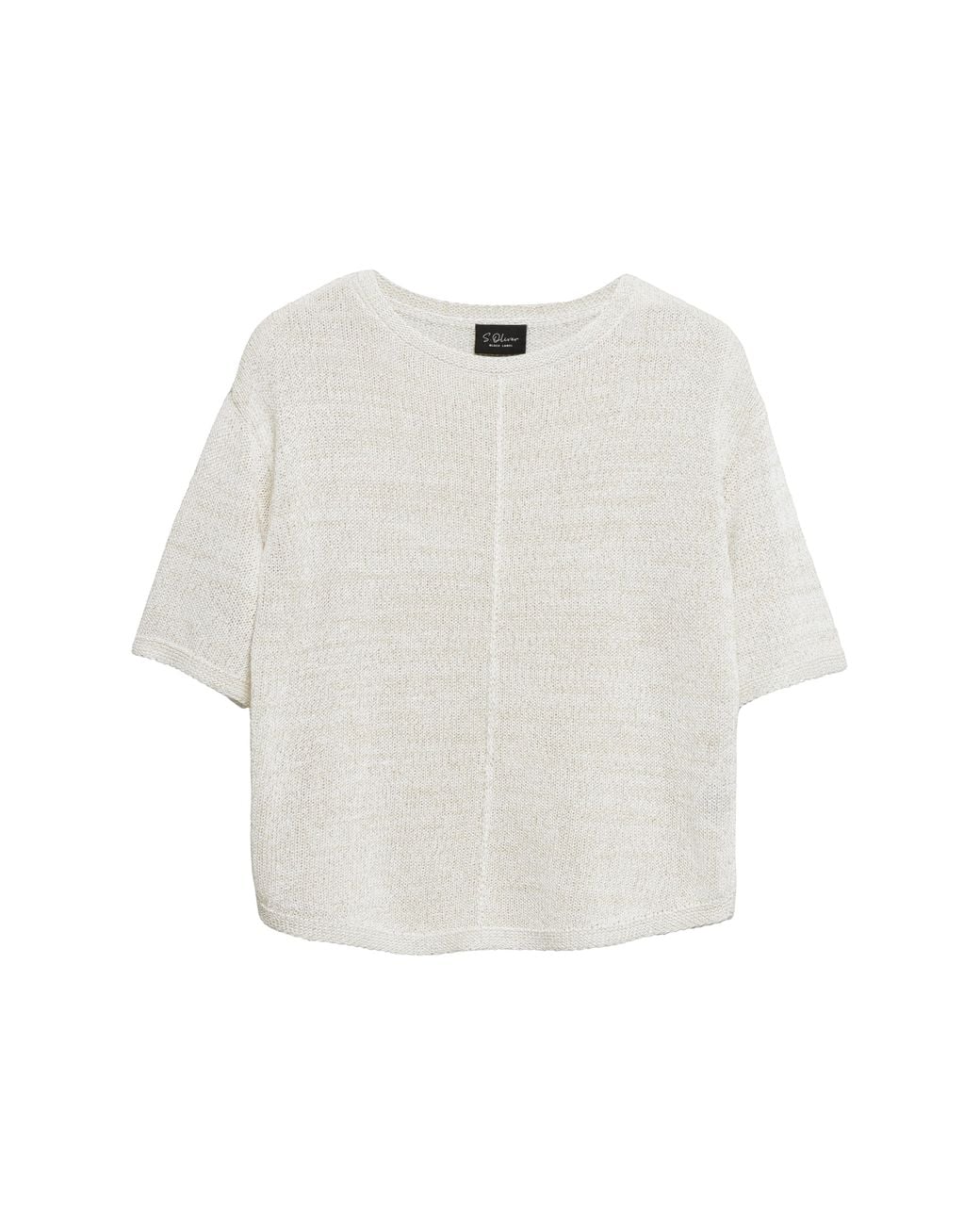S.oliver White Kurzarm-Strickpullover Mit Glitzergarn