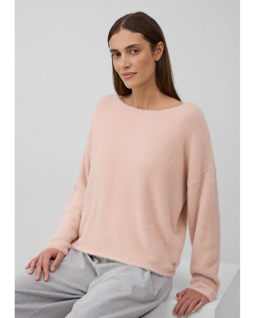 S.oliver Pink Flauschiger Pullover Mit U-Boot-Ausschnitt
