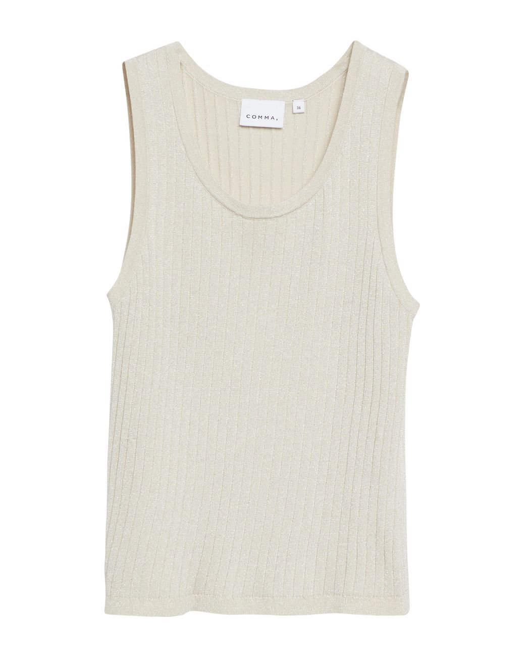 Comma, Natural Geripptes Stricktop Mit Glitzergarn