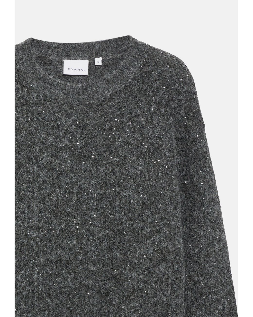 Comma, Gray Strickpullover Mit Pailletten