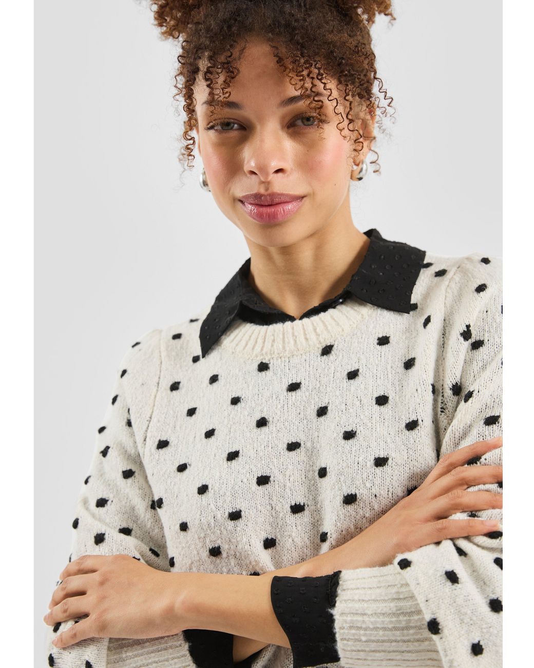 QS White Pullover Mit Punkten