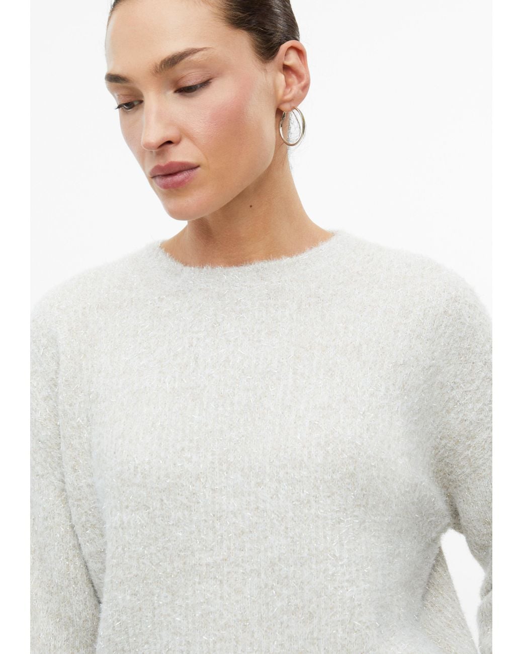 S.oliver White Strickpullover Mit Glitzergarn
