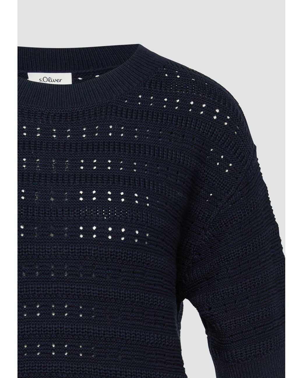 S.oliver Blue Ajour-Pullover Mit Halbarm