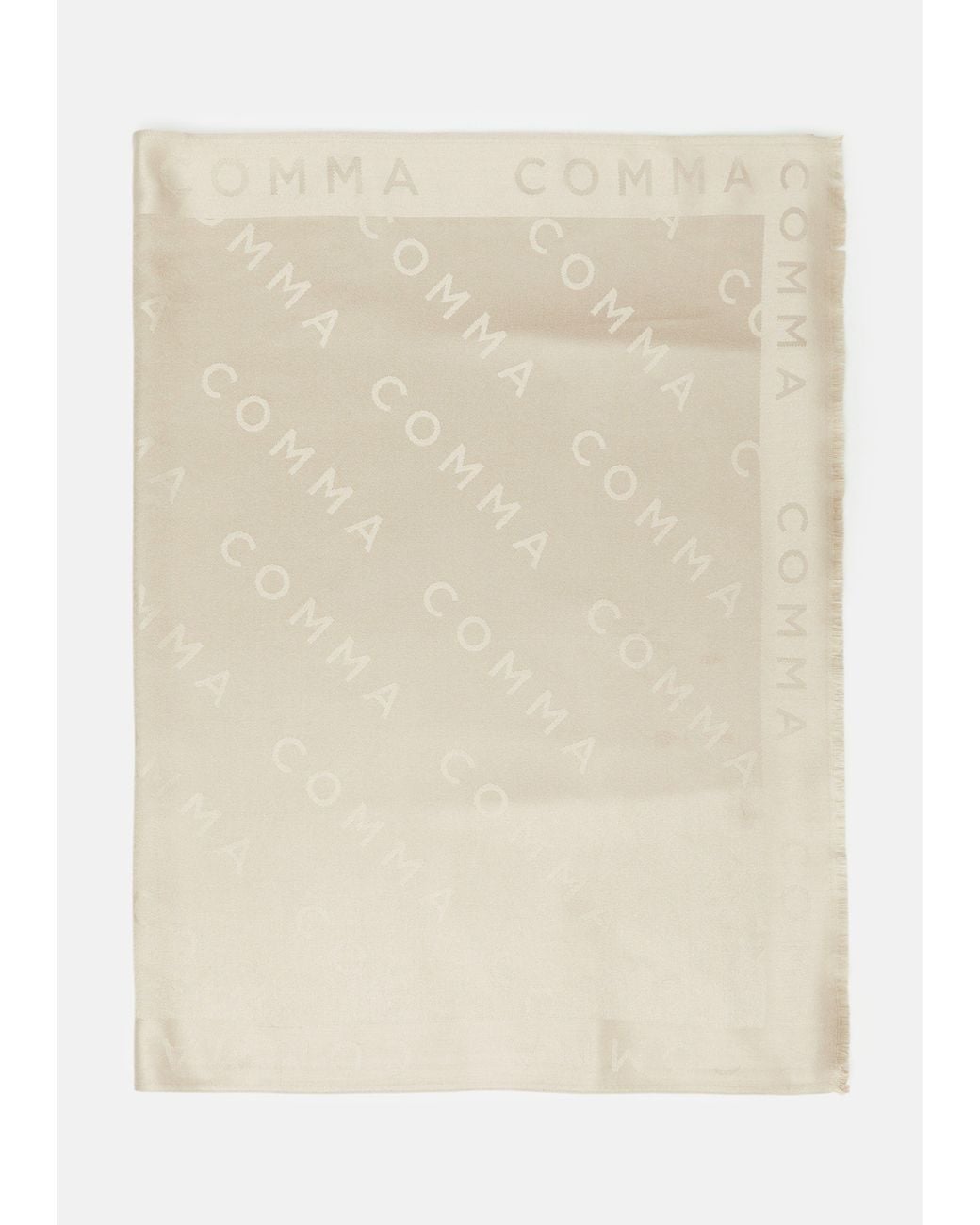 Comma, Natural Glänzender Schal Mit Logo-Webmuster