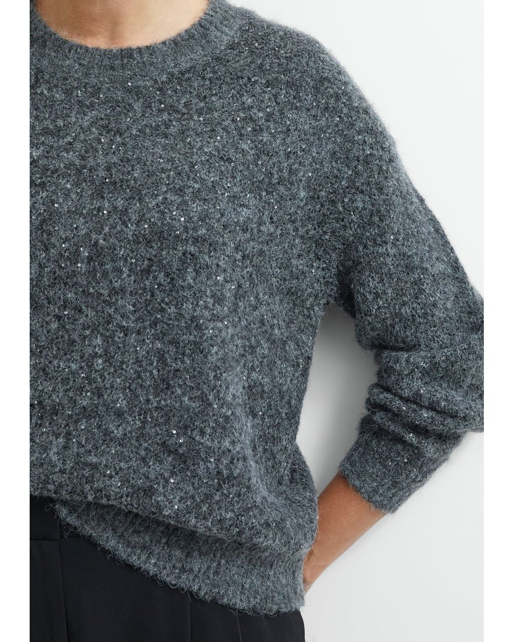 Comma, Gray Strickpullover Mit Pailletten