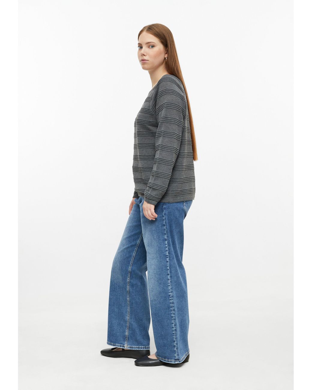 QS Gray Pullover Mit Strukturstreifen