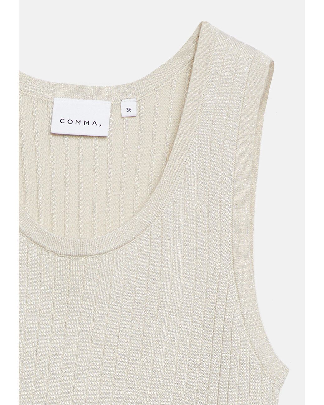Comma, Natural Geripptes Stricktop Mit Glitzergarn