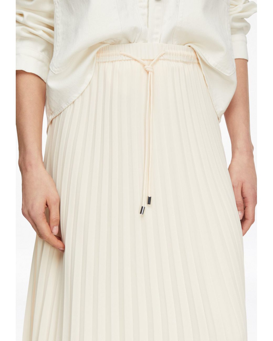 Comma, Geplooide Midirok Van Chiffon in het White