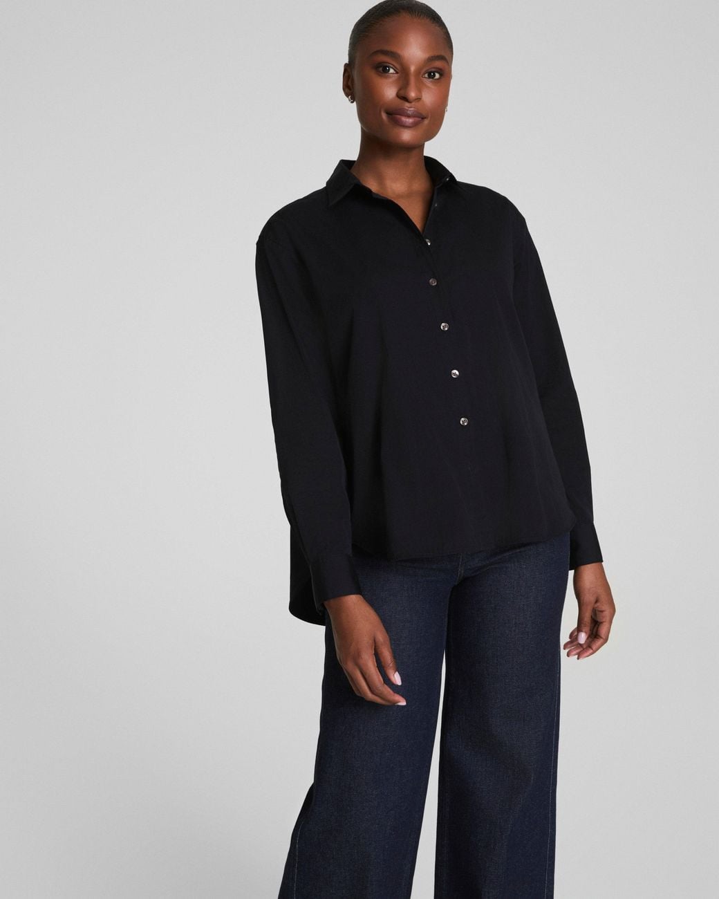 Spanx Black ® Poplin Oversized Button-down