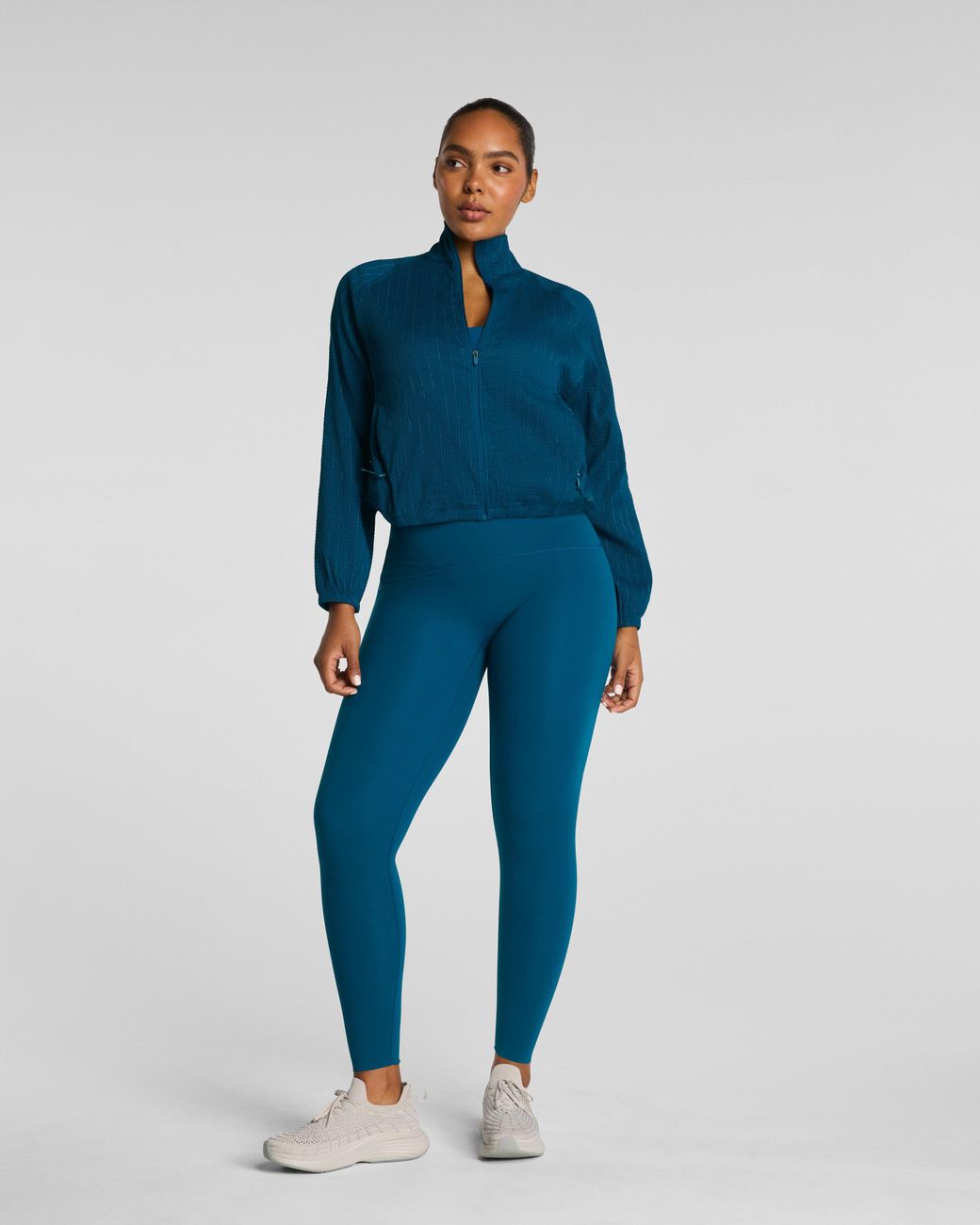 Spanx Blue Boostup Glow Weave Full Zip Jacket