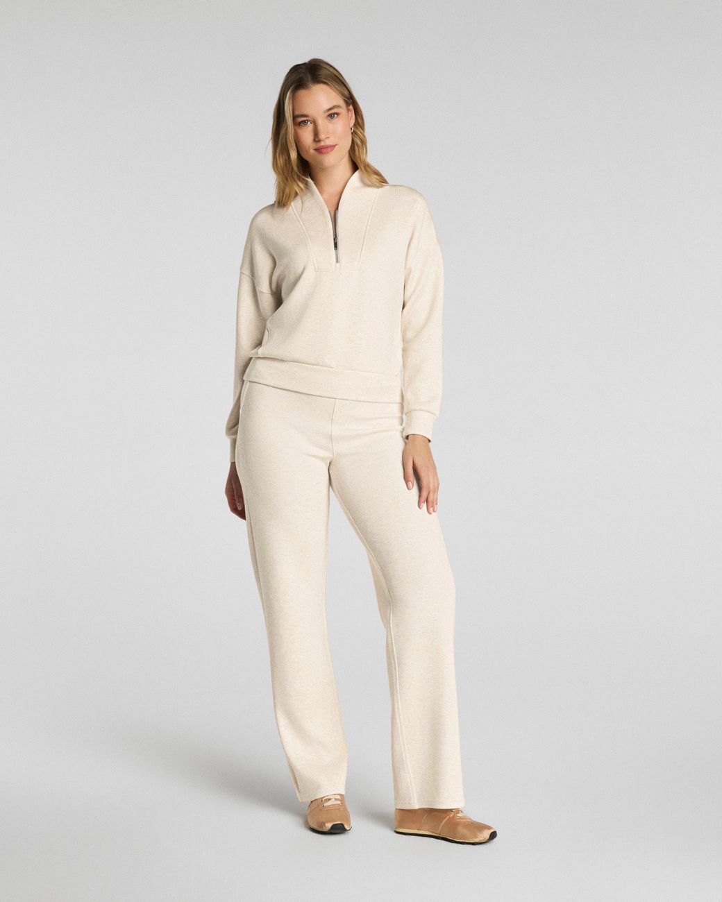 Spanx Natural Airessentials Shawl Collar Half Zip Top