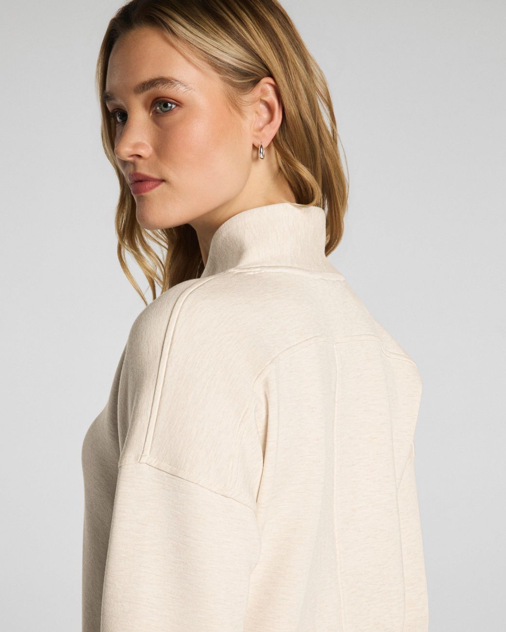 Spanx Natural Airessentials Shawl Collar Half Zip Top