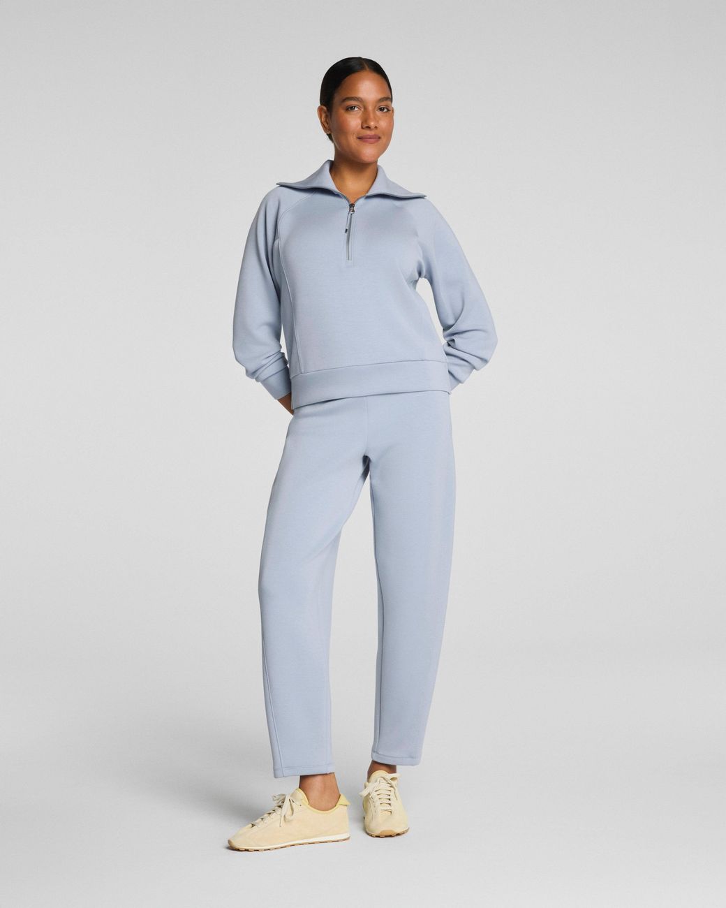 Spanx Blue Airessentials Half Zip Top