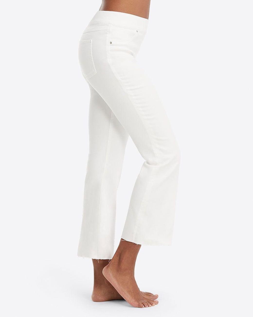spanx white cropped flare jeans