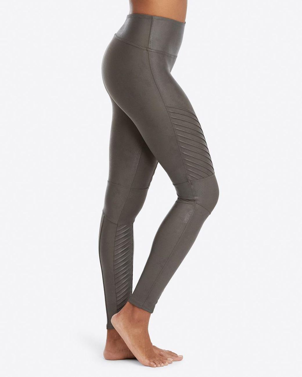 Spanx Faux Leather Moto Leggings in Gray