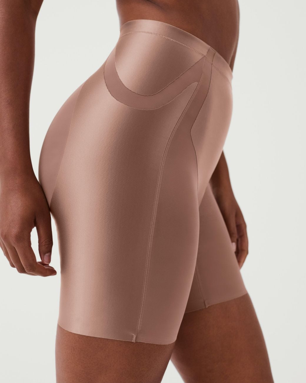 Spanx White Shape Satin-X Booty-Lifting Mid-Thigh Shorts