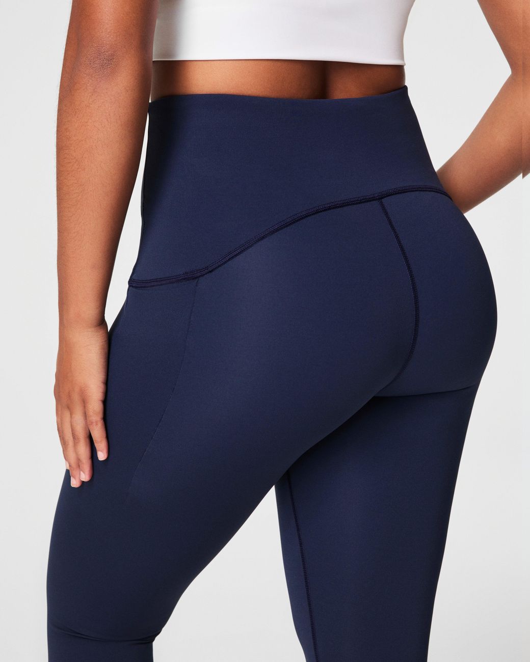 Spanx Blue Shape Booty Boost Side Pocket Leggings