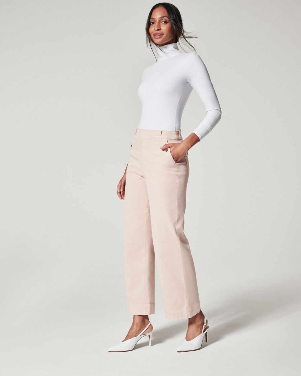 Spanx Stretch Twill Cropped Pant in Natural Lyst