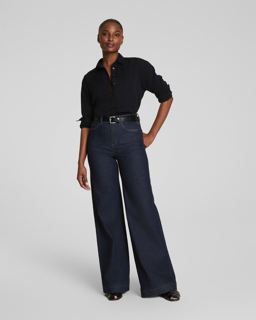 Spanx Black ® Poplin Oversized Button-down