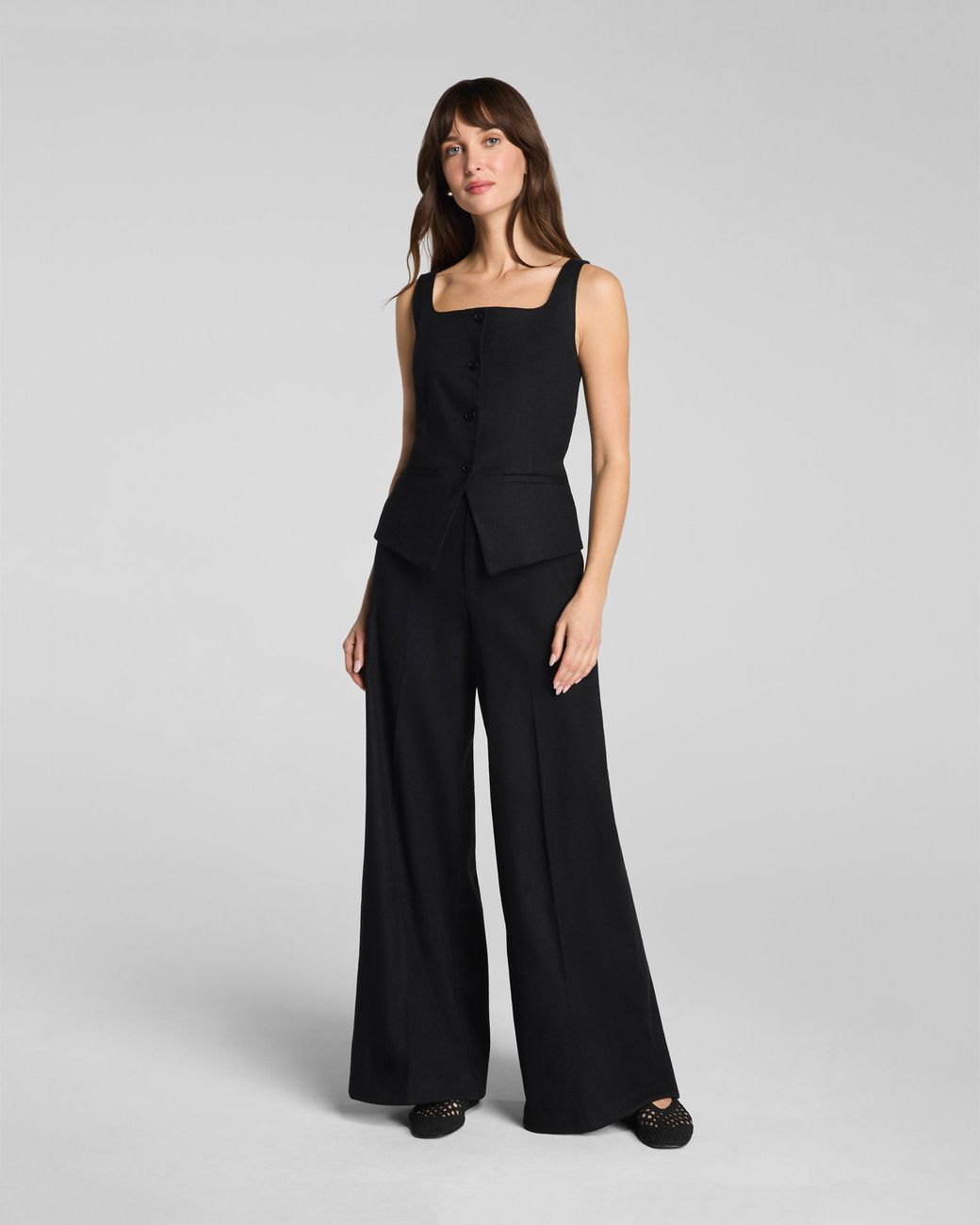 Spanx Black Easybreezy Cotton Button-Down Vest