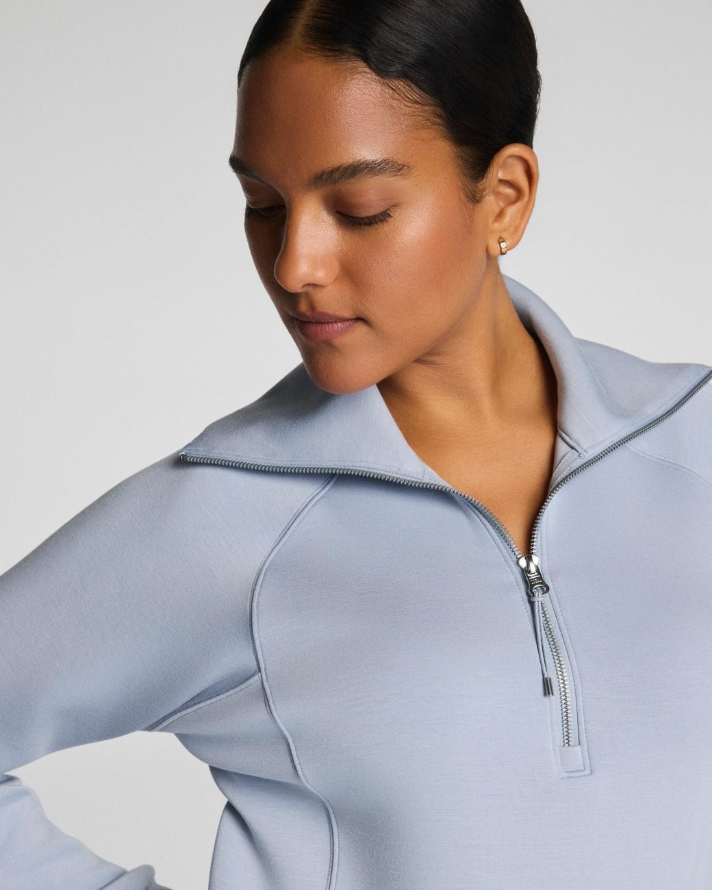 Spanx Blue Airessentials Half Zip Top