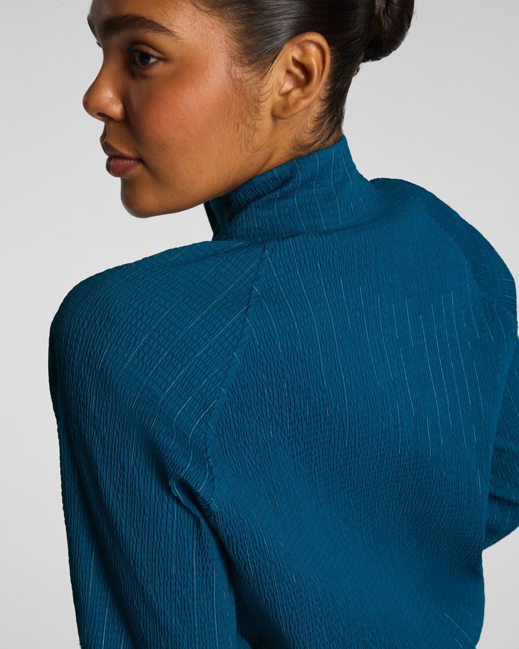 Spanx Blue Boostup Glow Weave Full Zip Jacket