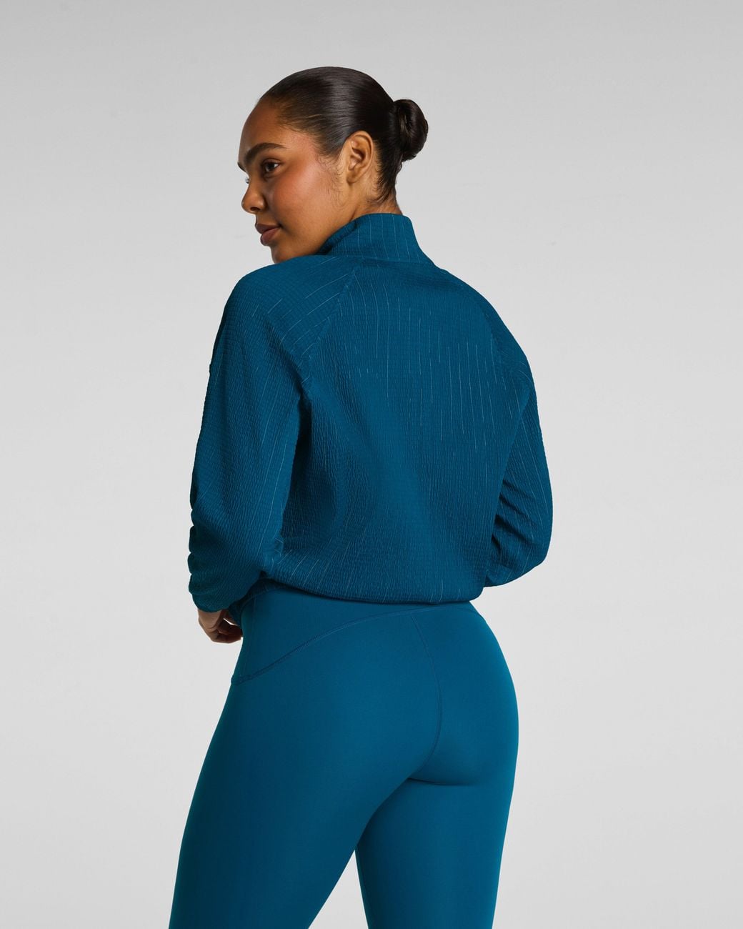 Spanx Blue Boostup Glow Weave Full Zip Jacket