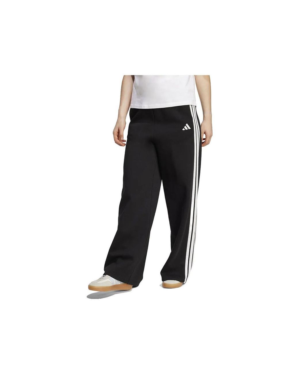 Jogging Pantalons De Survêtement 3-Stripes Fleece Wide Adidas en coloris Black