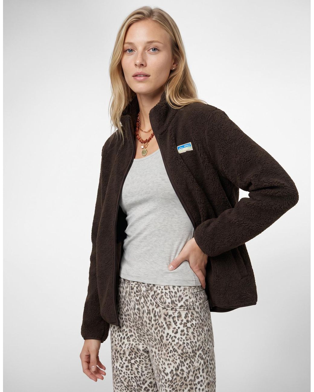 ONLY Fleece Jack Onleva Teddy Jacket in het Black