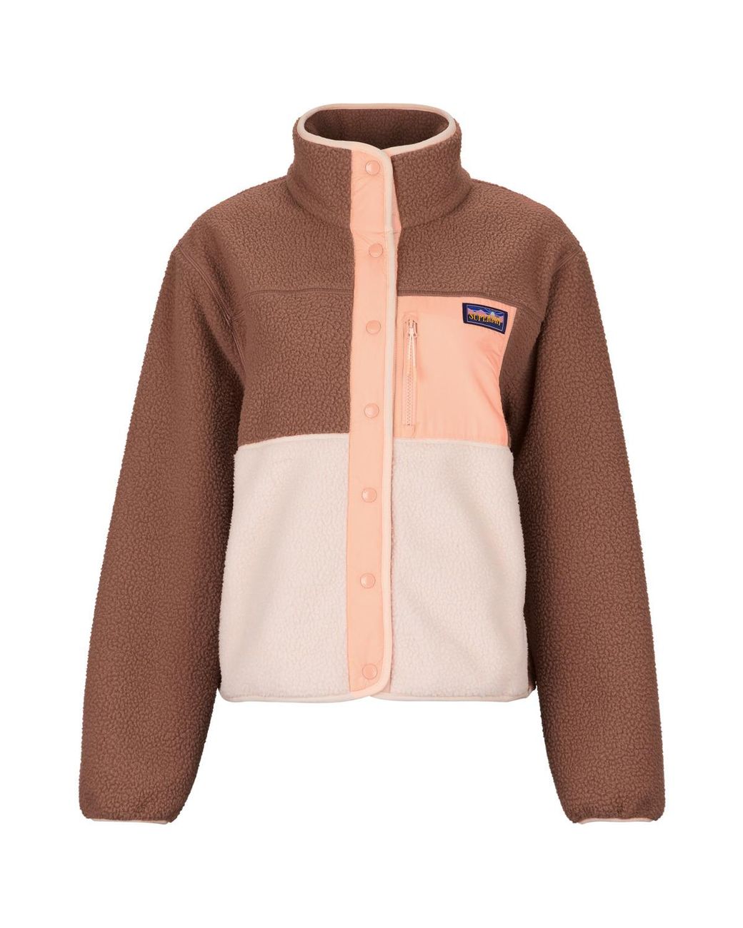 Superdry Fleece Jack Colour Block Fleece Jacket in het Brown