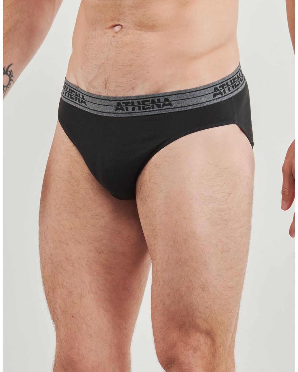 Athena Slips Basic Coton Pack De 4 in het Black voor heren