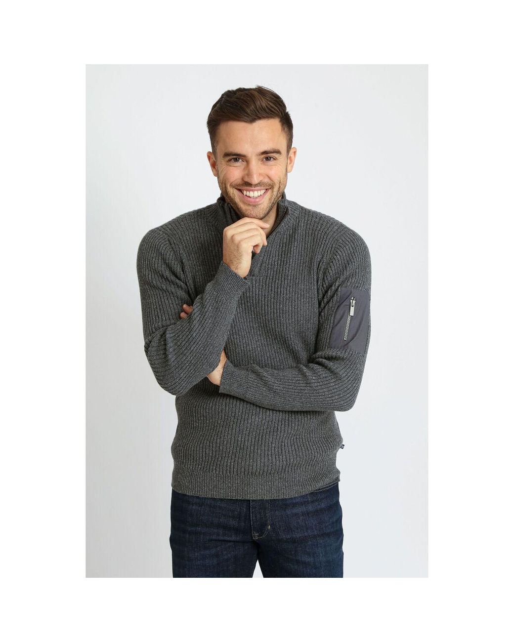 Sweat-Shirt Mou Pull Demi-Zip Anthracite Suitable pour homme en coloris Gray
