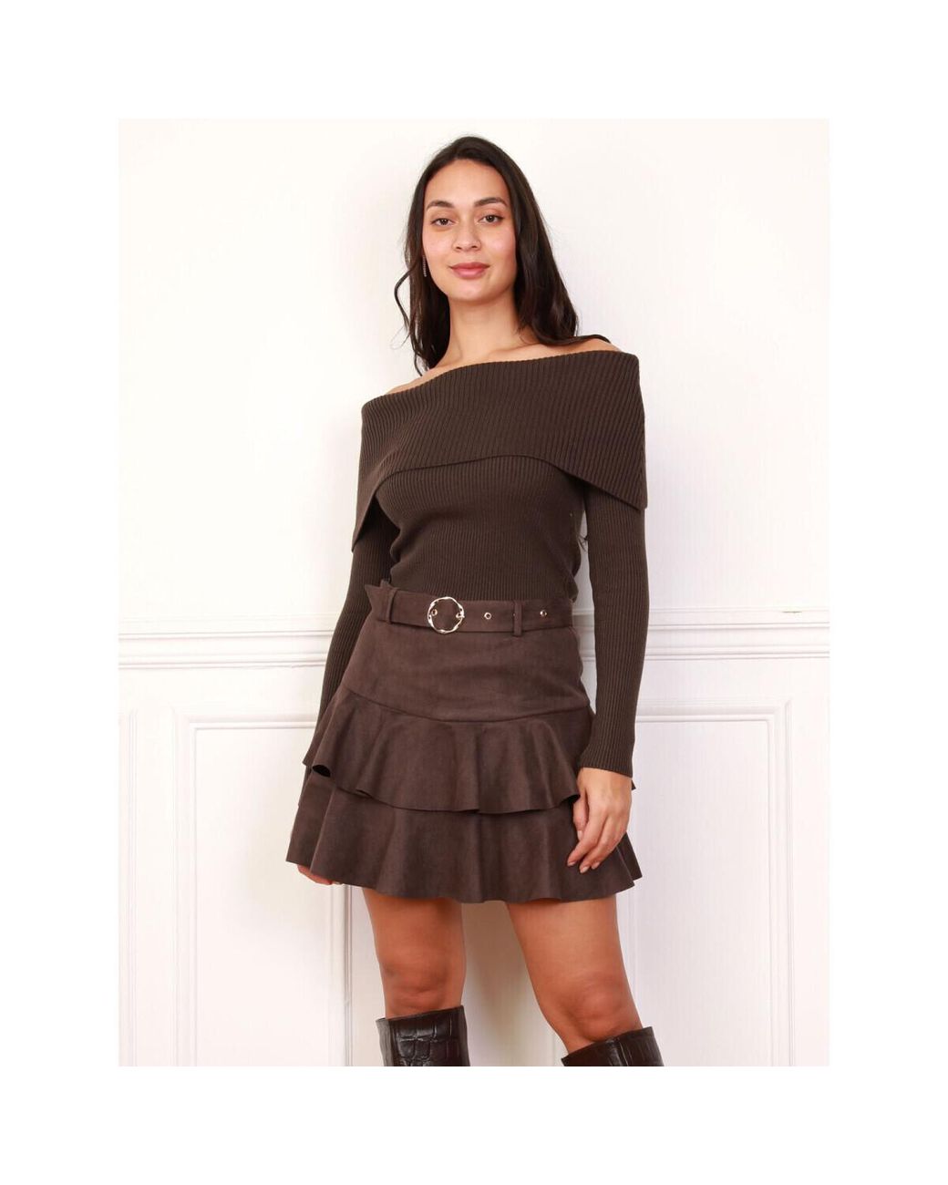 Jupes Courtes Jupes Pour Femme La Modeuse en coloris Brown