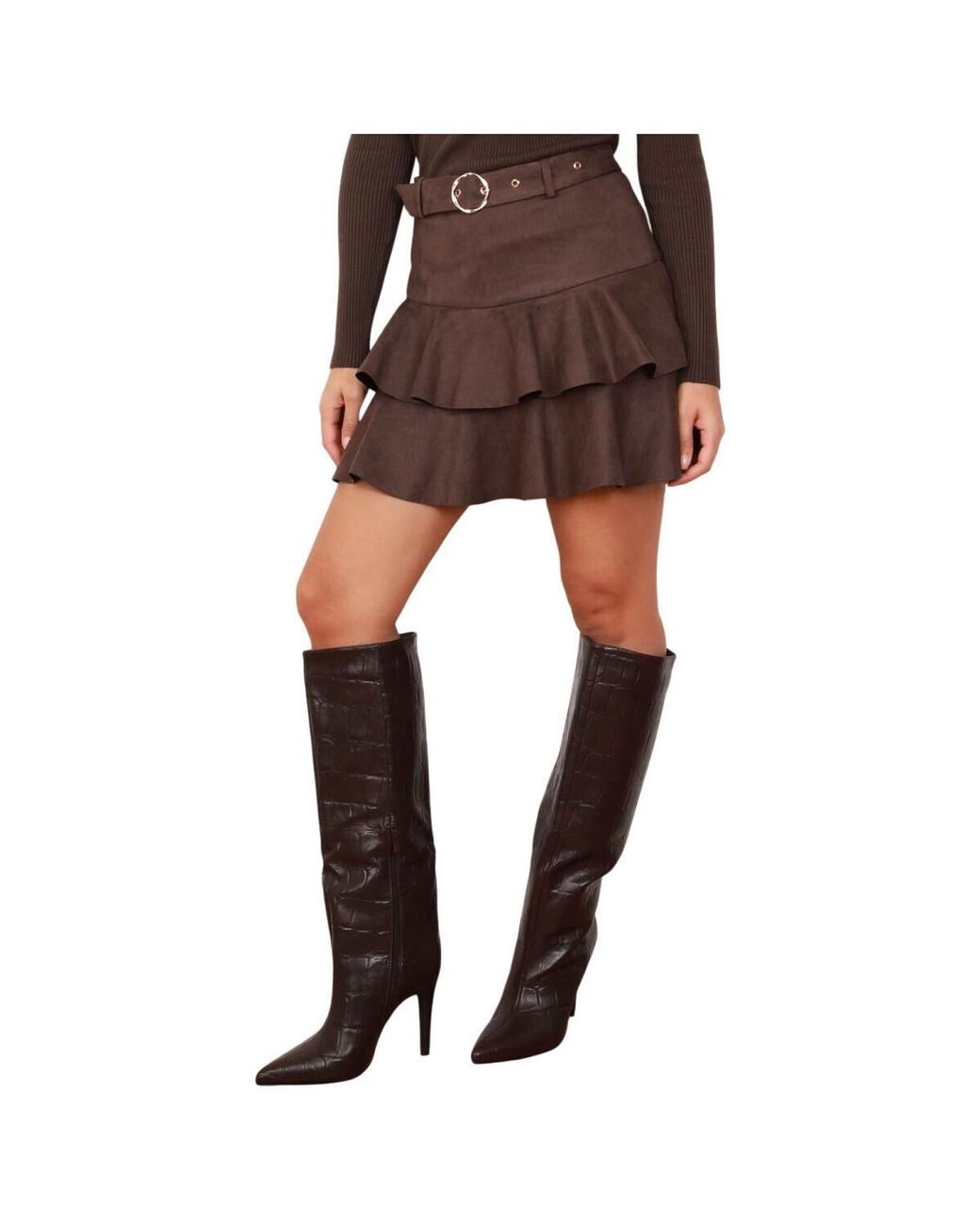 Jupes Courtes Jupes Pour Femme La Modeuse en coloris Brown