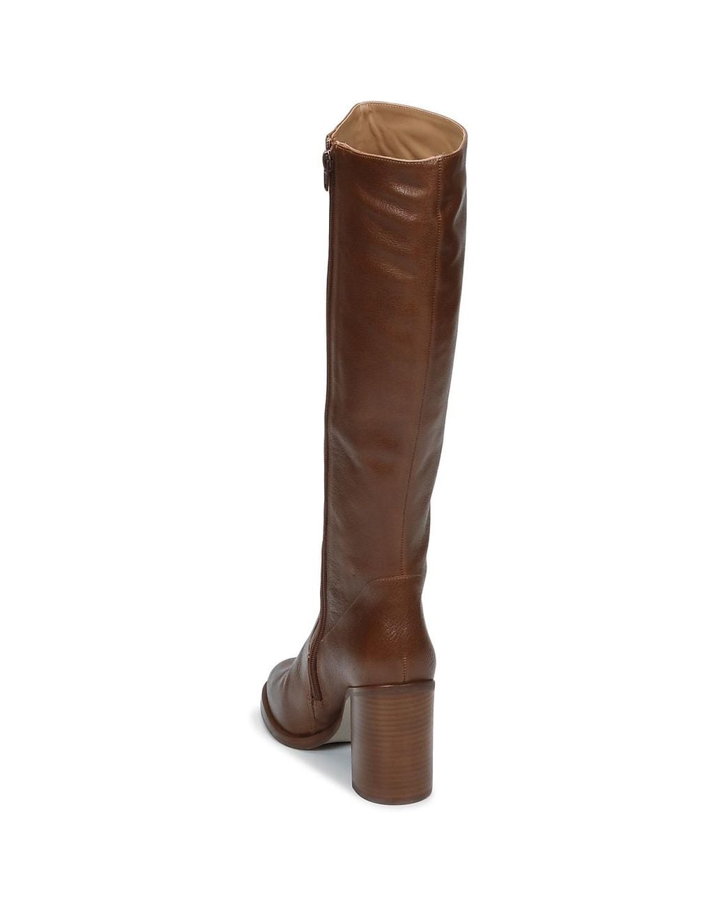 Bottes Minelli Pointues En Cuir Plissé - Marron, Taille 37, Occasion Très Bon état