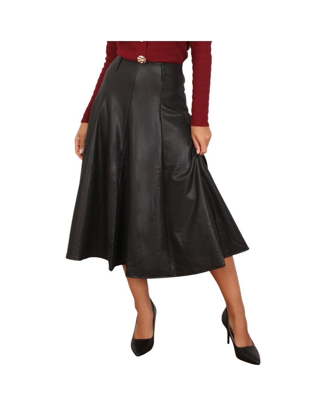 Jupes Midi Jupes Pour Femme La Modeuse en coloris Black