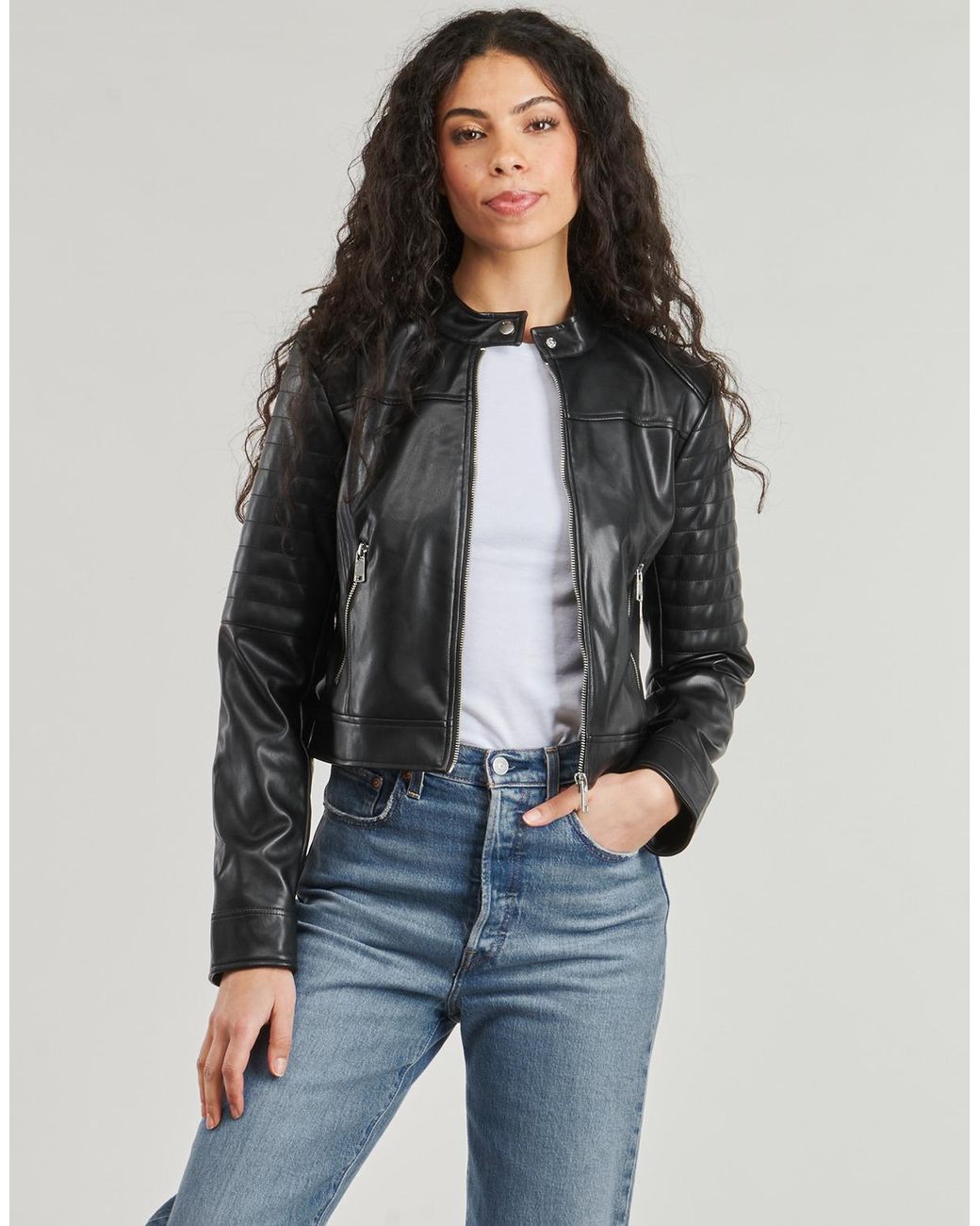 ONLY Leren Jas Onlsaramy in het Black