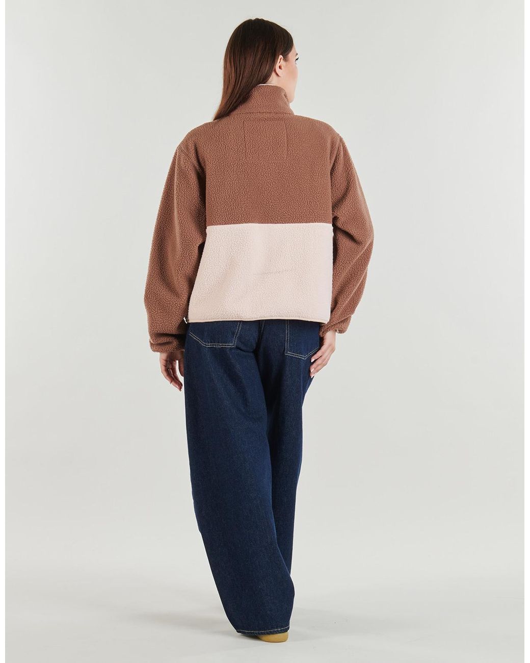 Superdry Fleece Jack Colour Block Fleece Jacket in het Brown