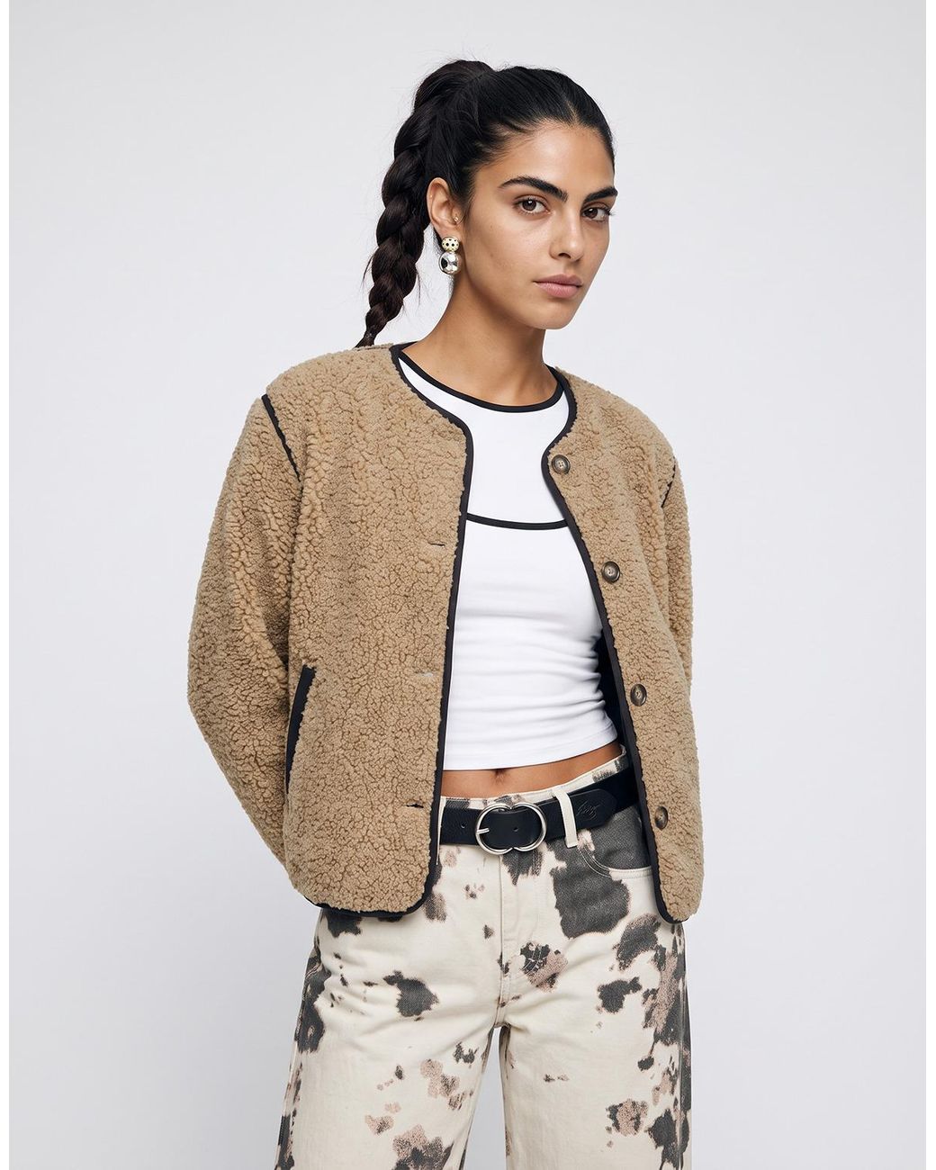 Blouson Onlines Teddy ONLY en coloris Natural