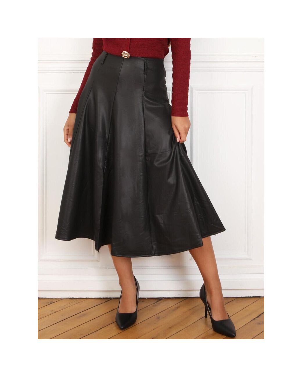 Jupes Midi Jupes Pour Femme La Modeuse en coloris Black