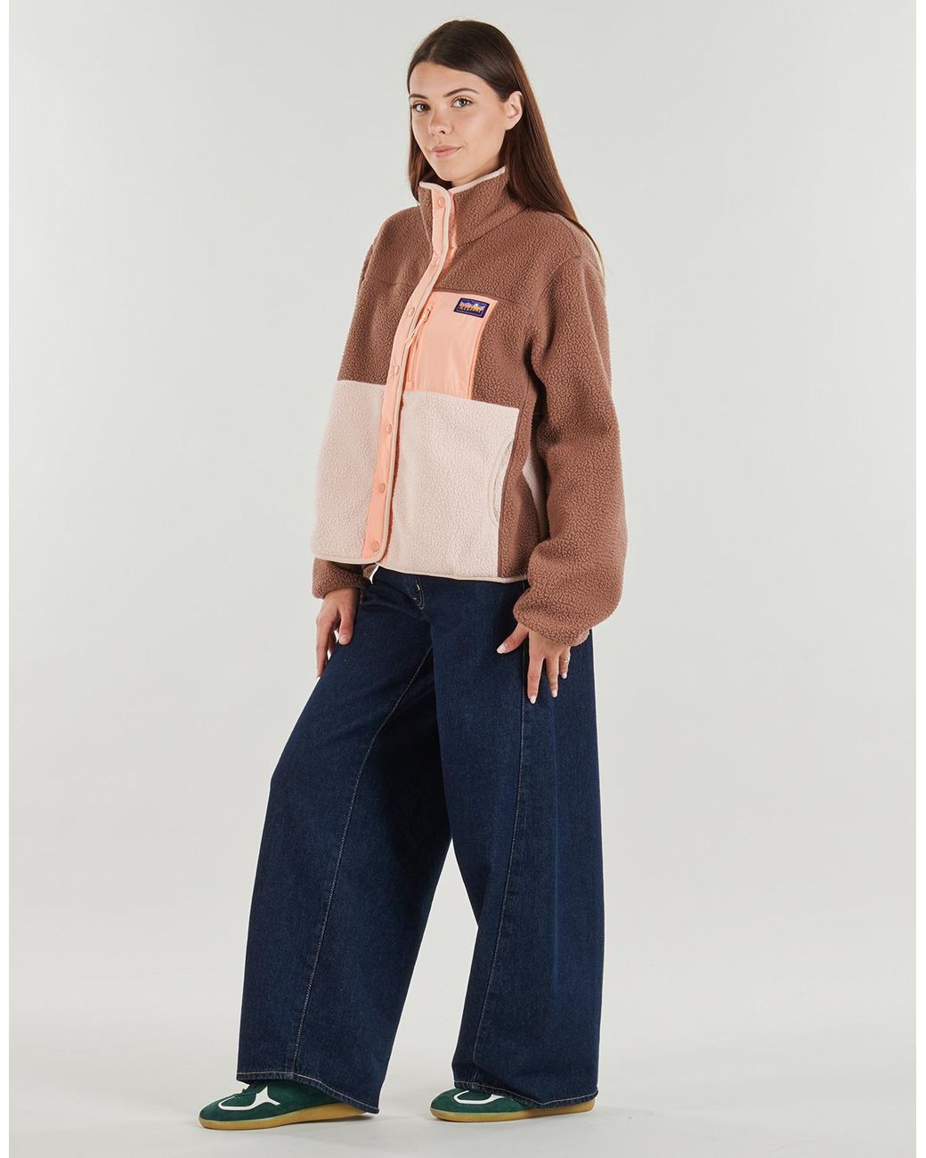 Superdry Fleece Jack Colour Block Fleece Jacket in het Brown