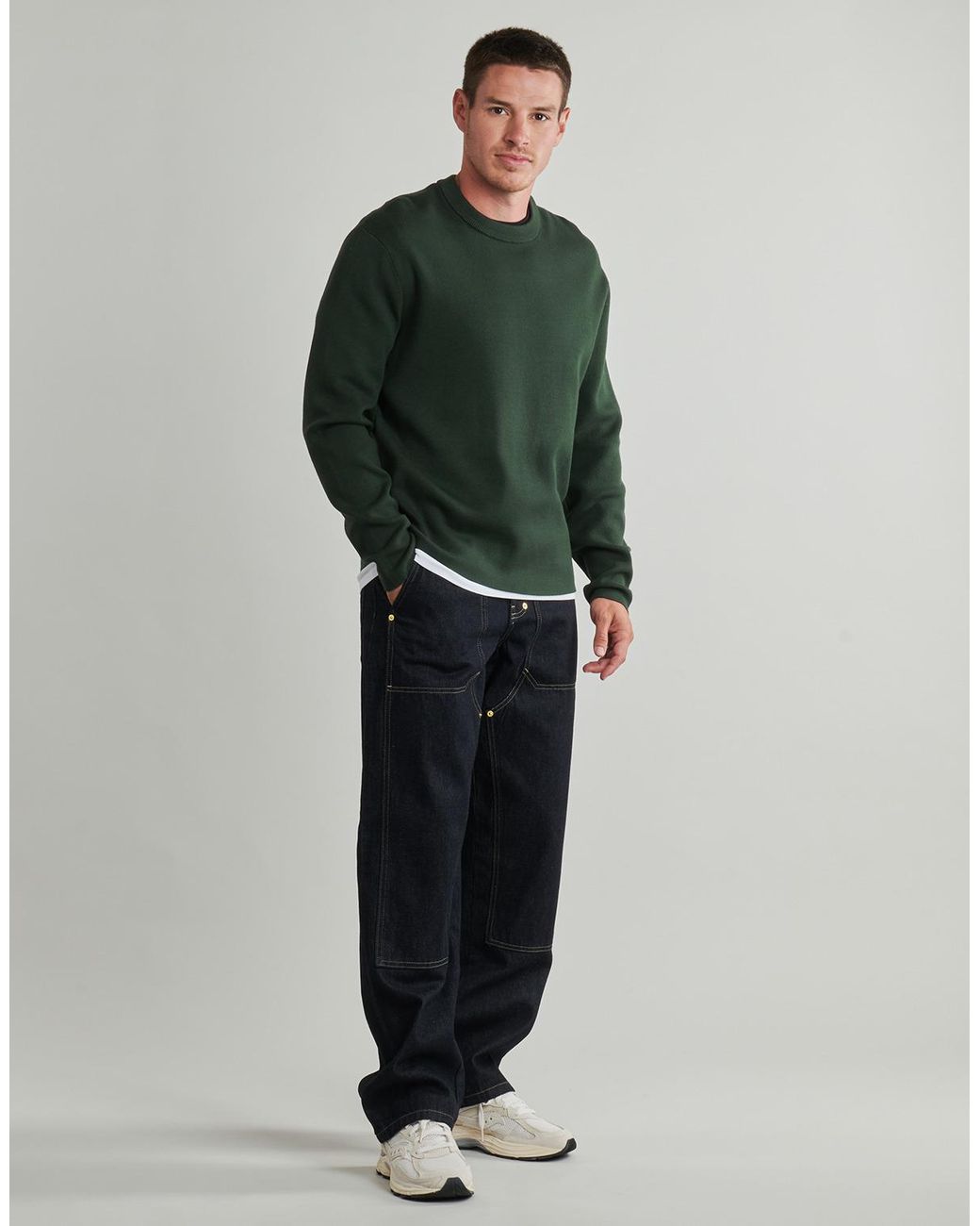 Pull Slhteller Fn Relaxed Crew Neck SELECTED pour homme en coloris Green
