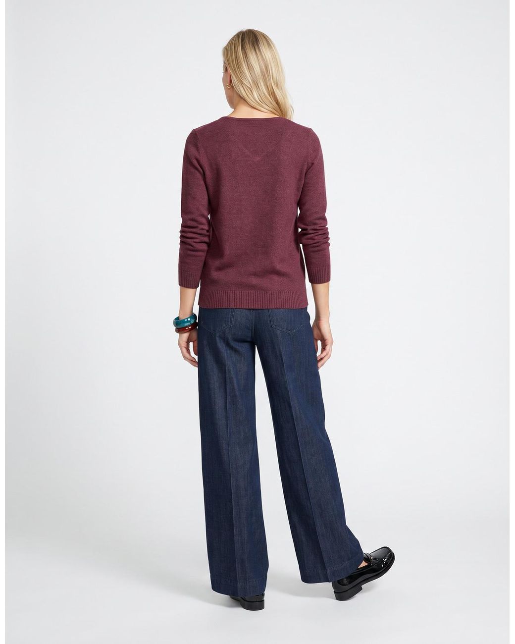 Pull Viril V-Neck L/S Vila en coloris Purple