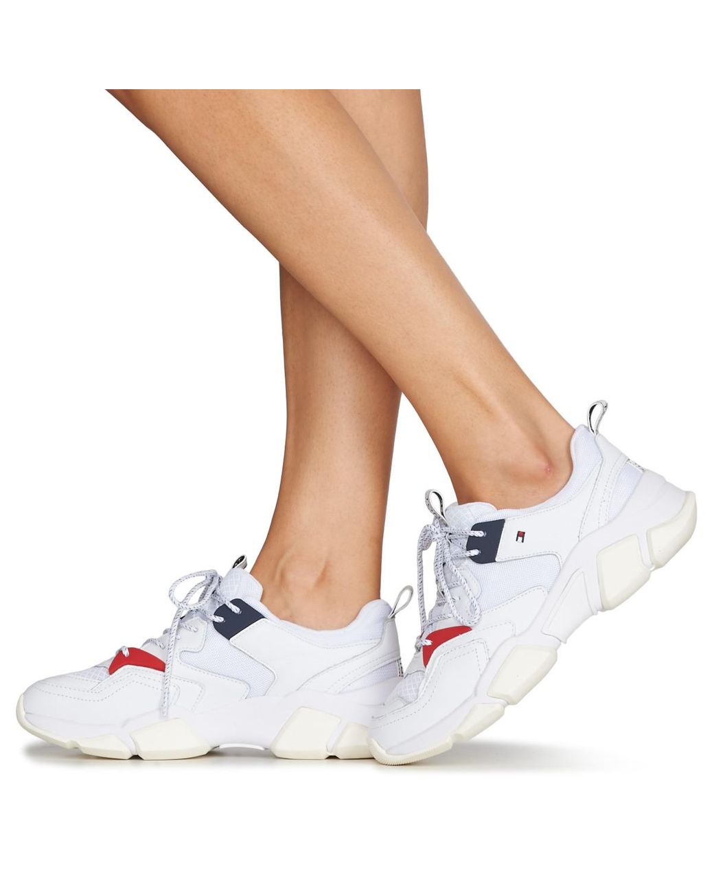 tommy hilfiger chunky mixed textile trainers
